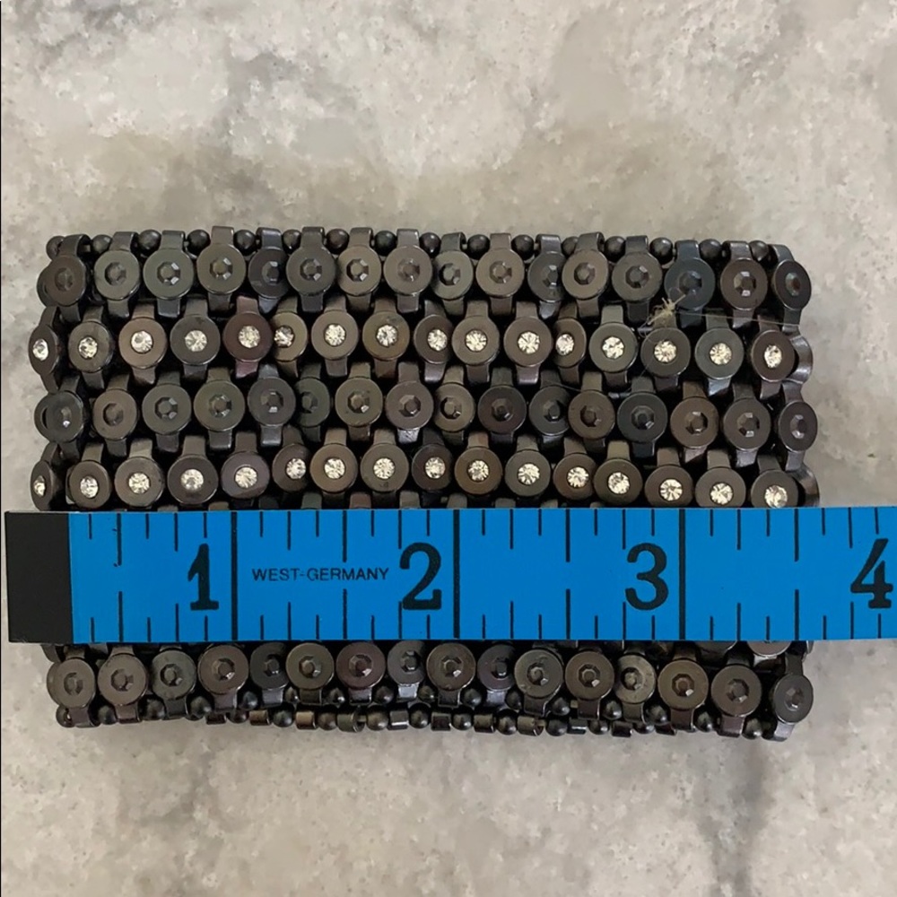 Stretch Rivet Bracelet with Rhinestones - Picture 3 of 4